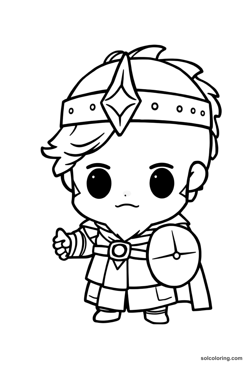 Chibi Harald Hardrada at the Battle of Stamford Bridge coloring page, free printable chibi style for kids and adults