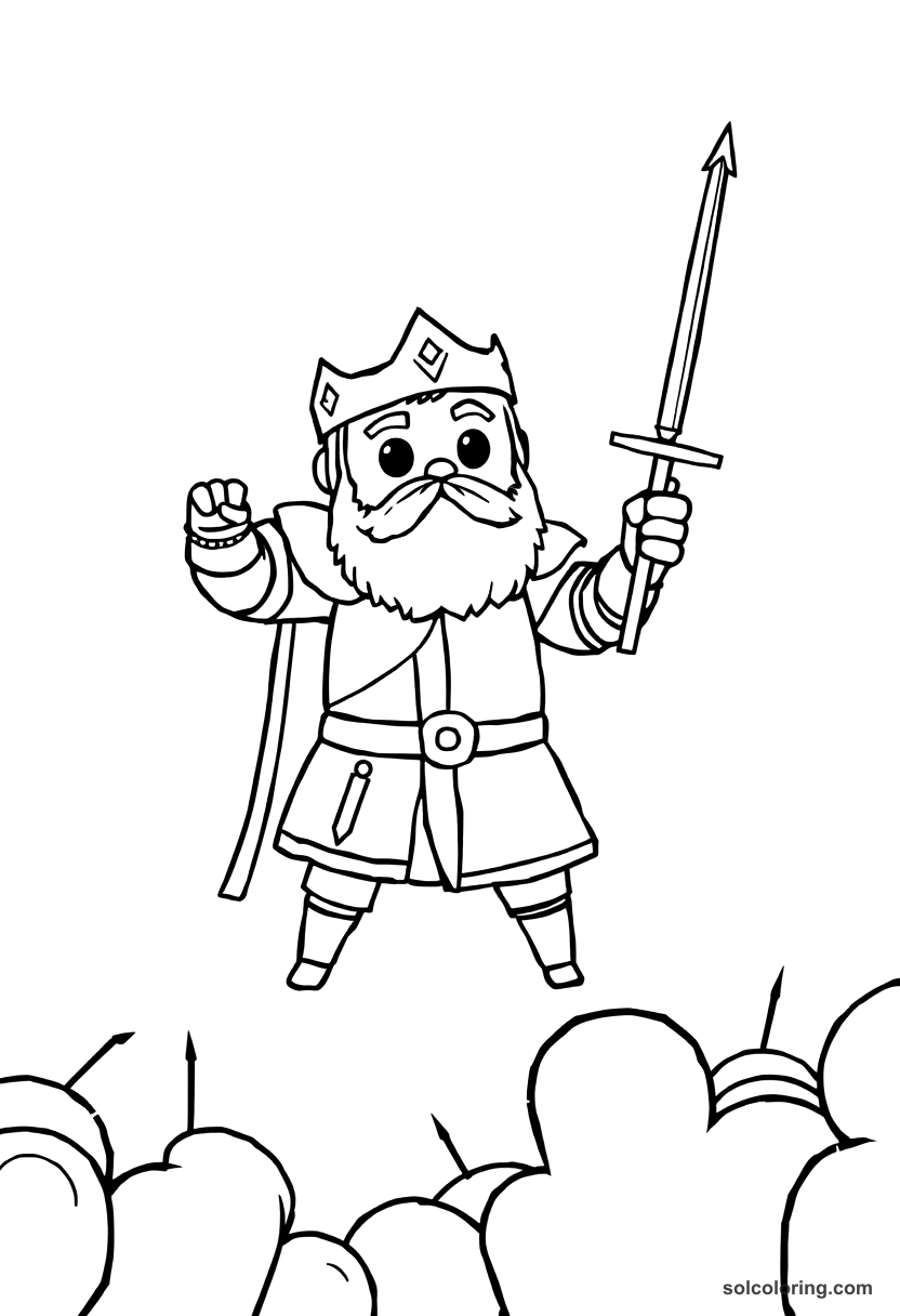 Cute Cartoon Harald Hardrada at the Battle of Stamford Bridge coloring page, free printable cute cartoon style