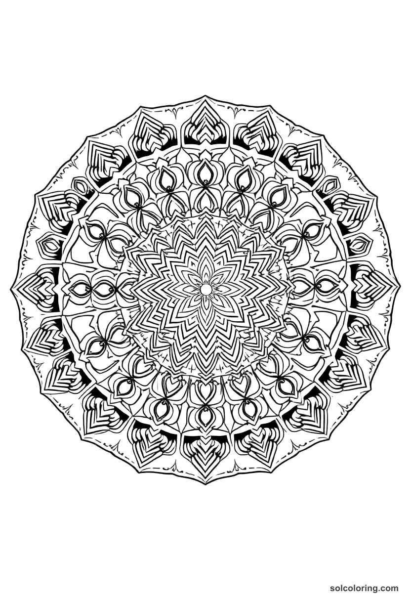 Mandala Harald Hardrada at the Battle of Stamford Bridge coloring page, free printable mandala style