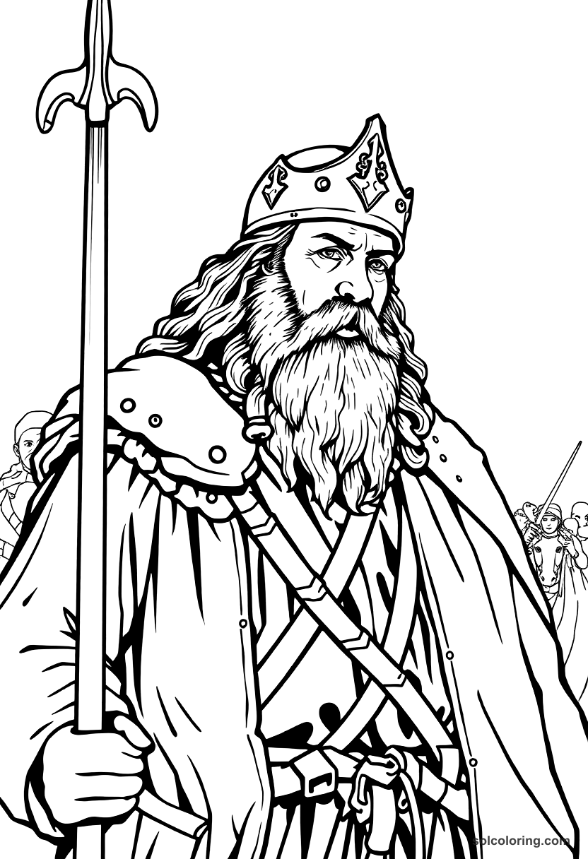Harald Hardrada at the Battle of Stamford Bridge coloring page, free printable realistic style