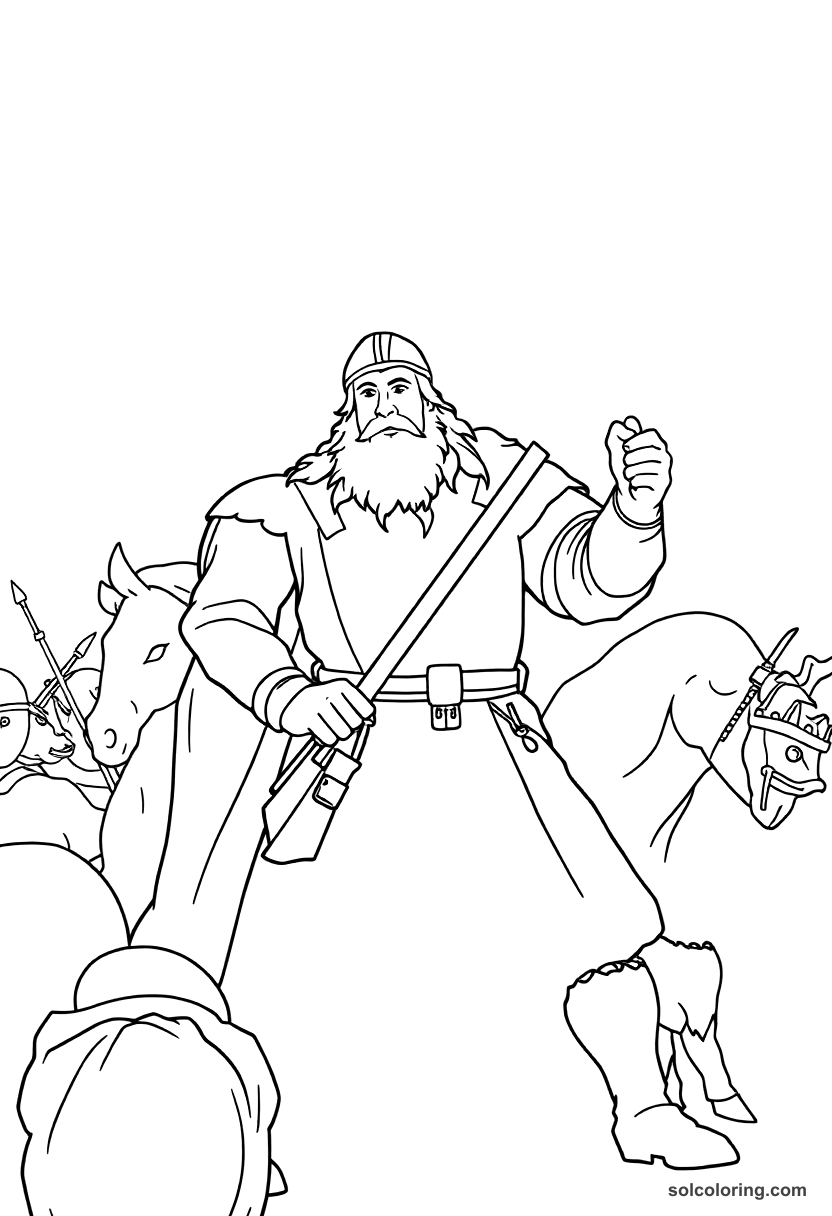 Simple Harald Hardrada at the Battle of Stamford Bridge coloring page, free printable simple style