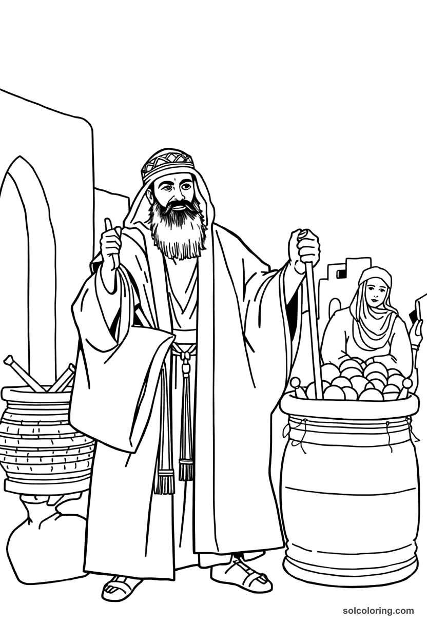 Haroun Al Rashid Disguised As A Merchant In Baghdad coloring pages