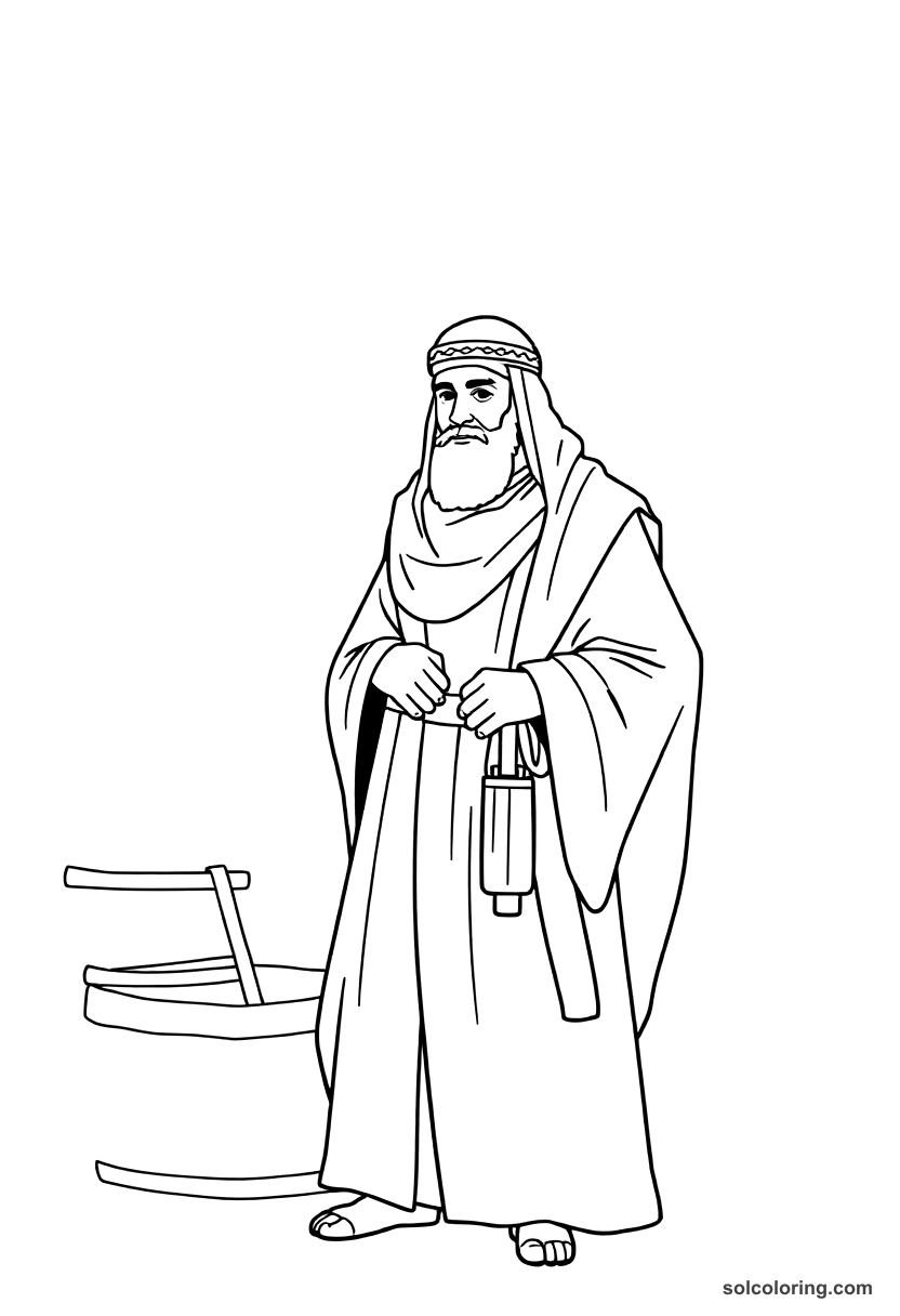 Simple Haroun al-Rashid disguised as a merchant in Baghdad coloring page, free printable simple style