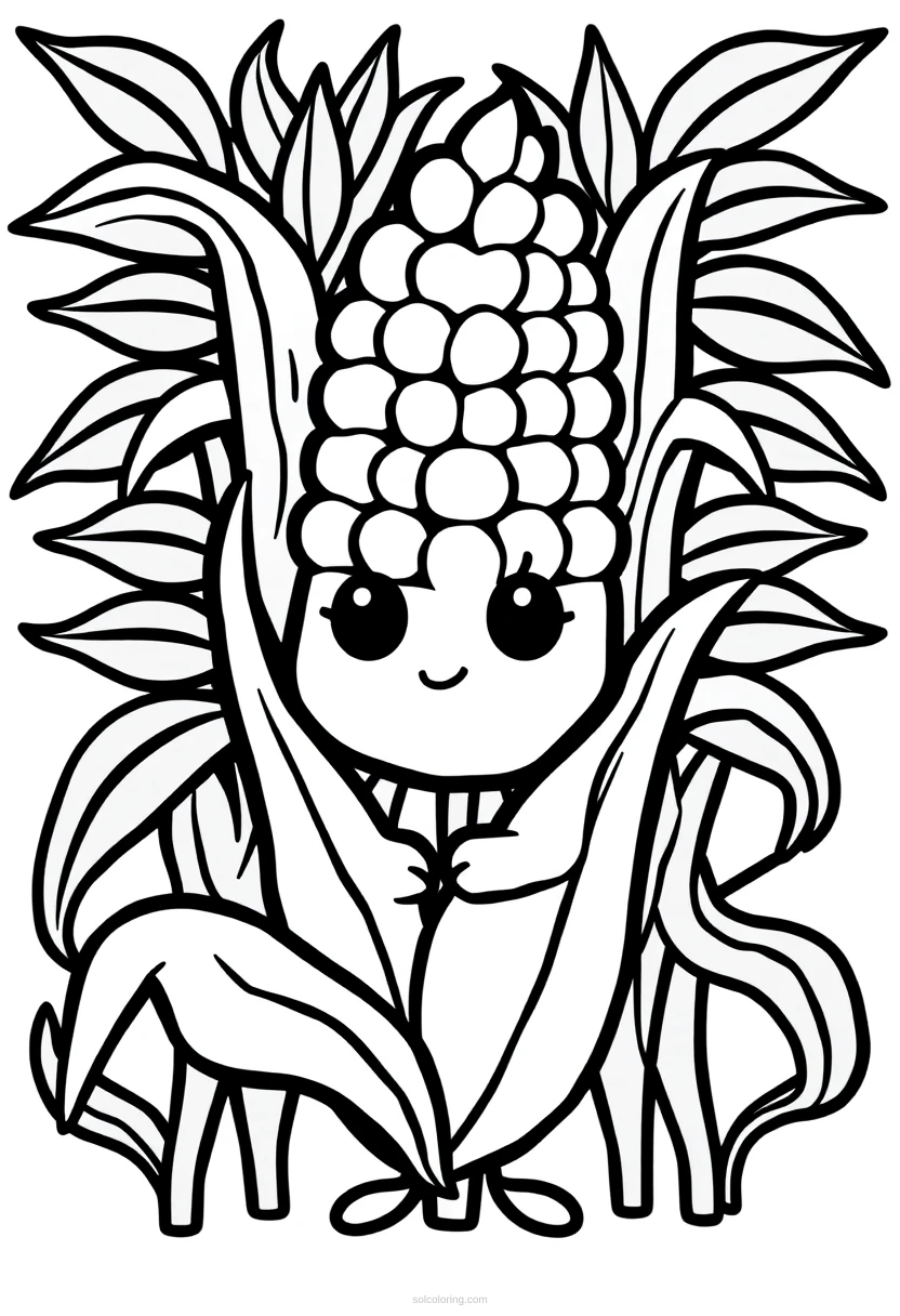 Harvest Corn Stalks coloring page for kids