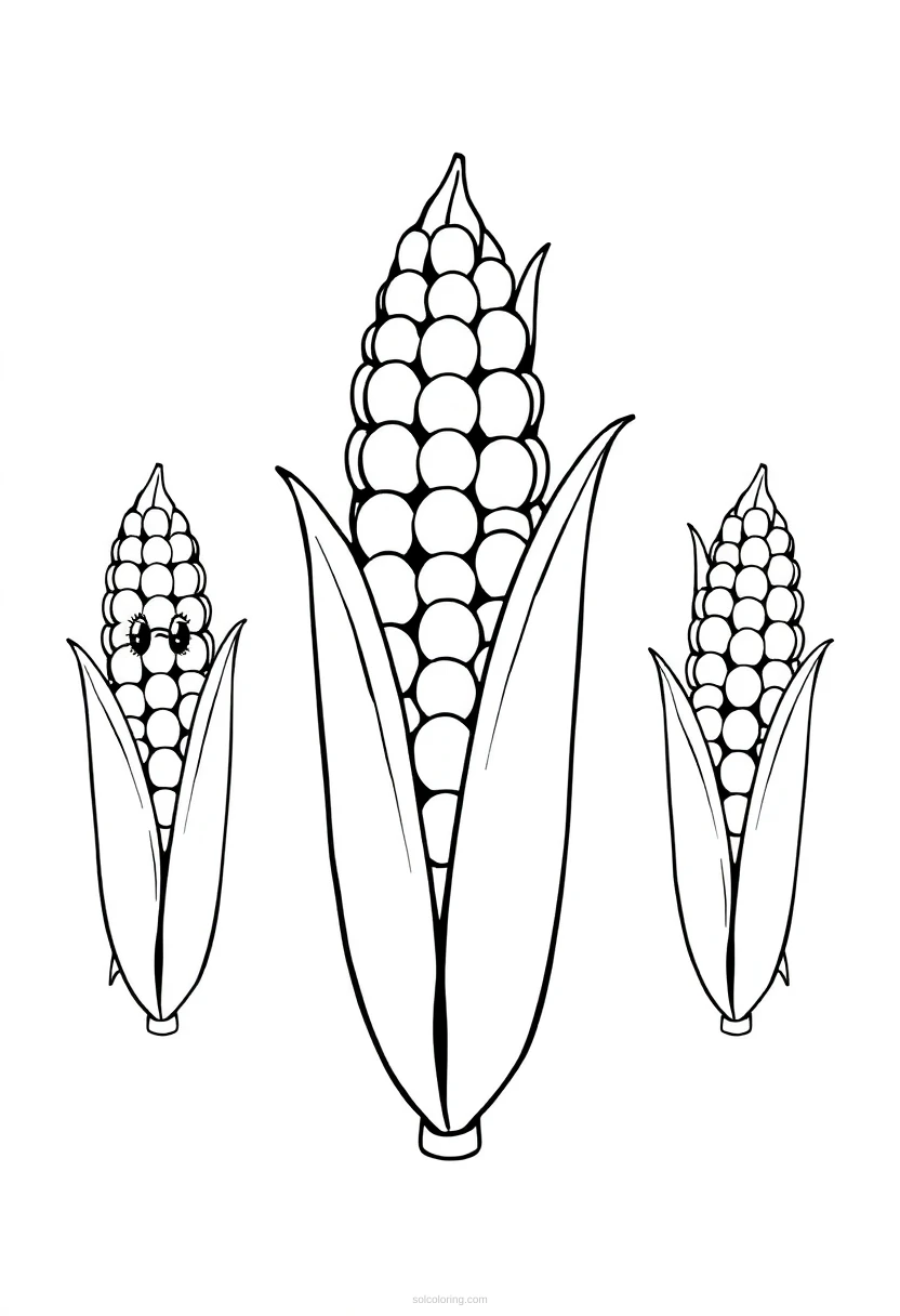 Harvest Corn Stalks coloring page for kids