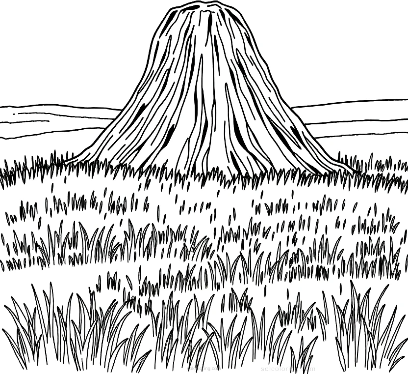 Haystack in Golden Field coloring page for kids