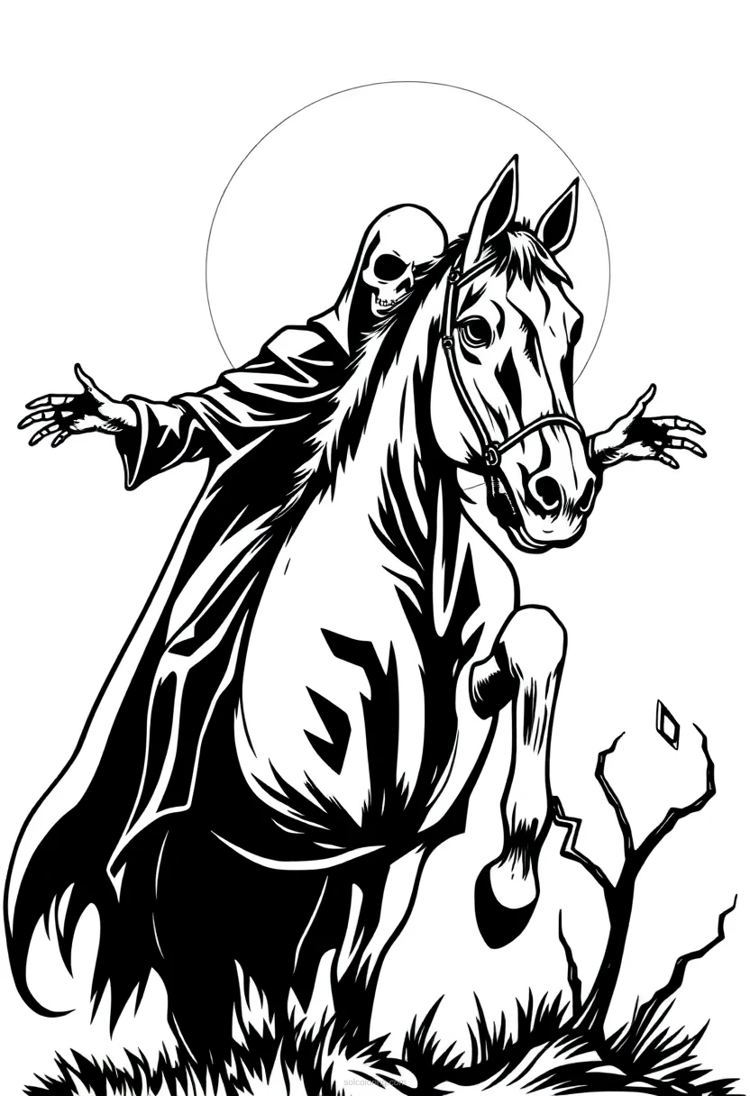 Headless Horseman coloring page for kids