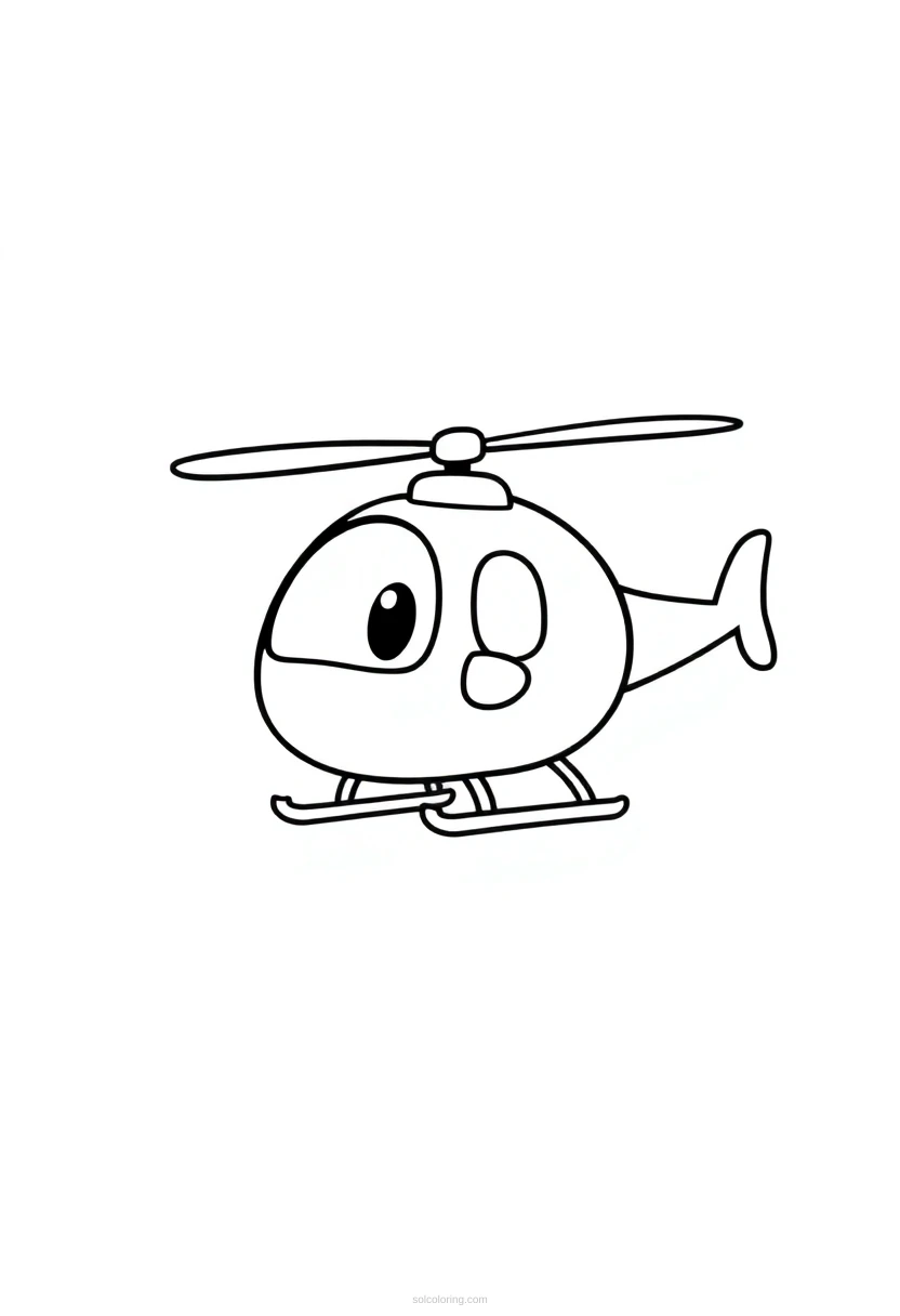 Helicopter Cute Cartoon coloring page for kids