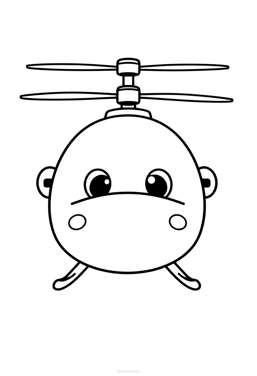 Helicopter Cute Cartoon coloring page for kids