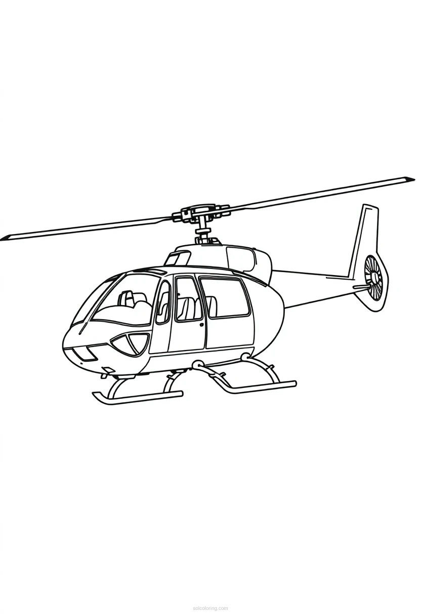 Helicopter Cute Cartoon coloring page for kids