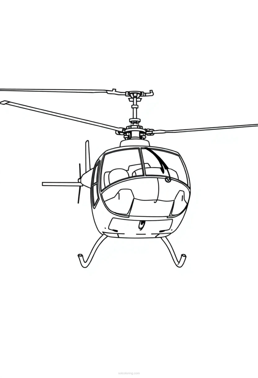 Helicopter Cute Cartoon coloring page for kids