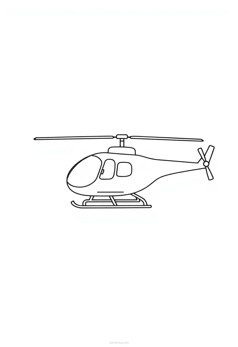 Helicopter Cute Cartoon coloring page for kids