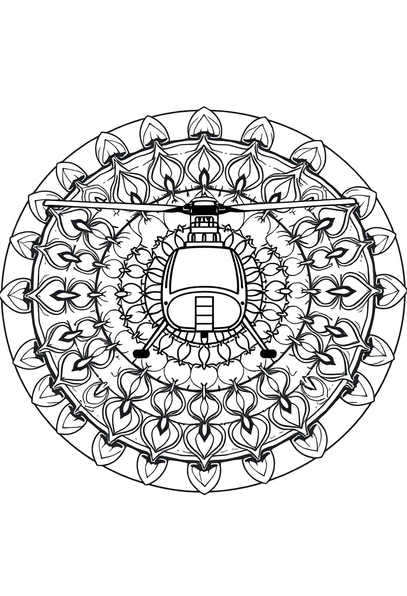 Helicopter coloring page, free printable