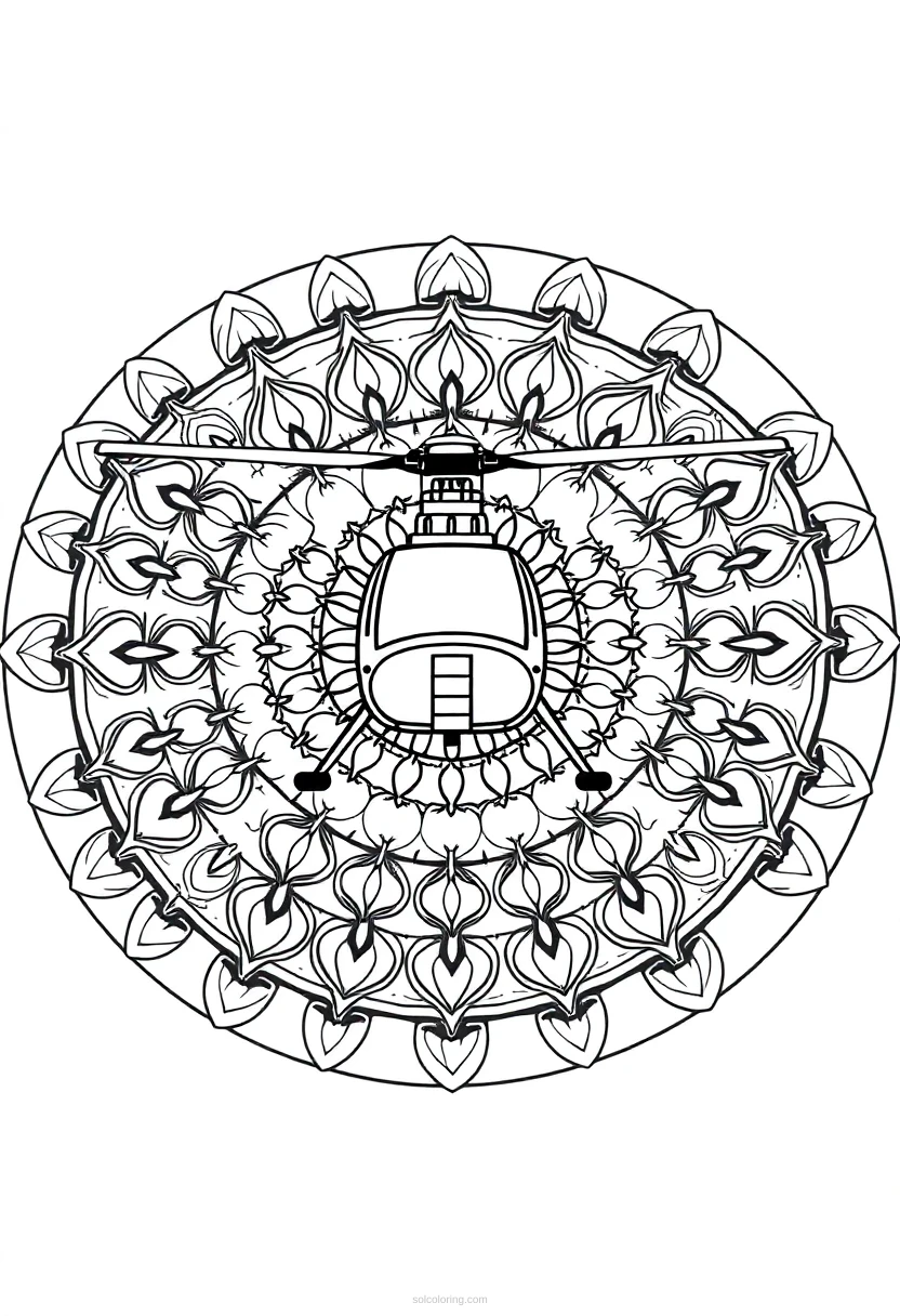 Helicopter coloring page for kids