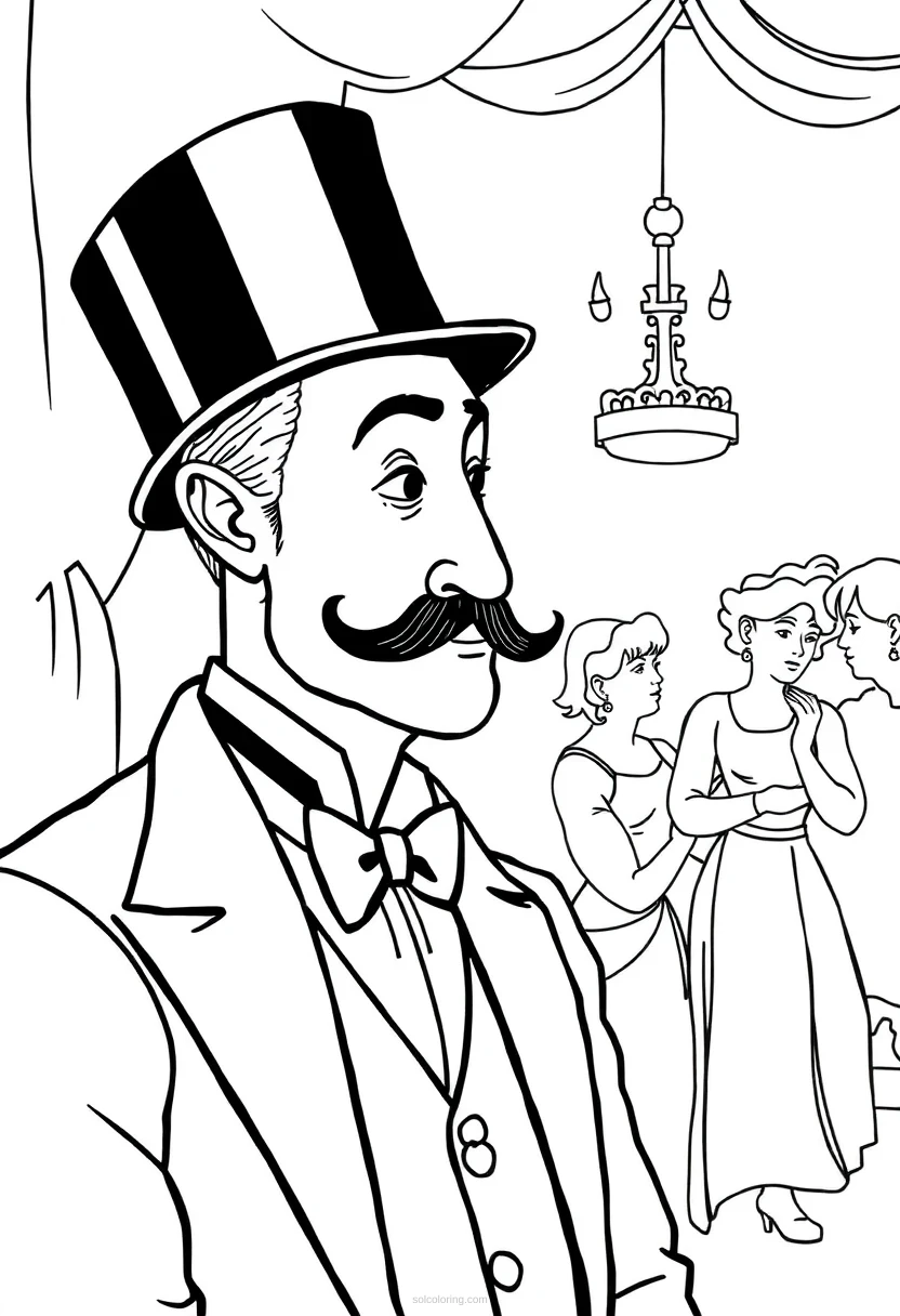 Henri de Toulouse-Lautrec Cabaret Scene coloring page for kids