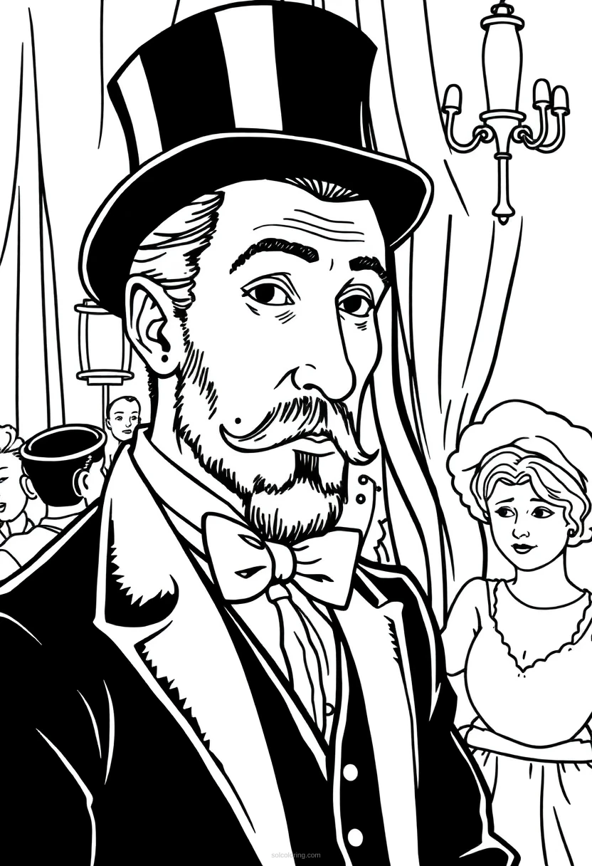 Henri de Toulouse-Lautrec Cabaret Scene coloring page for kids