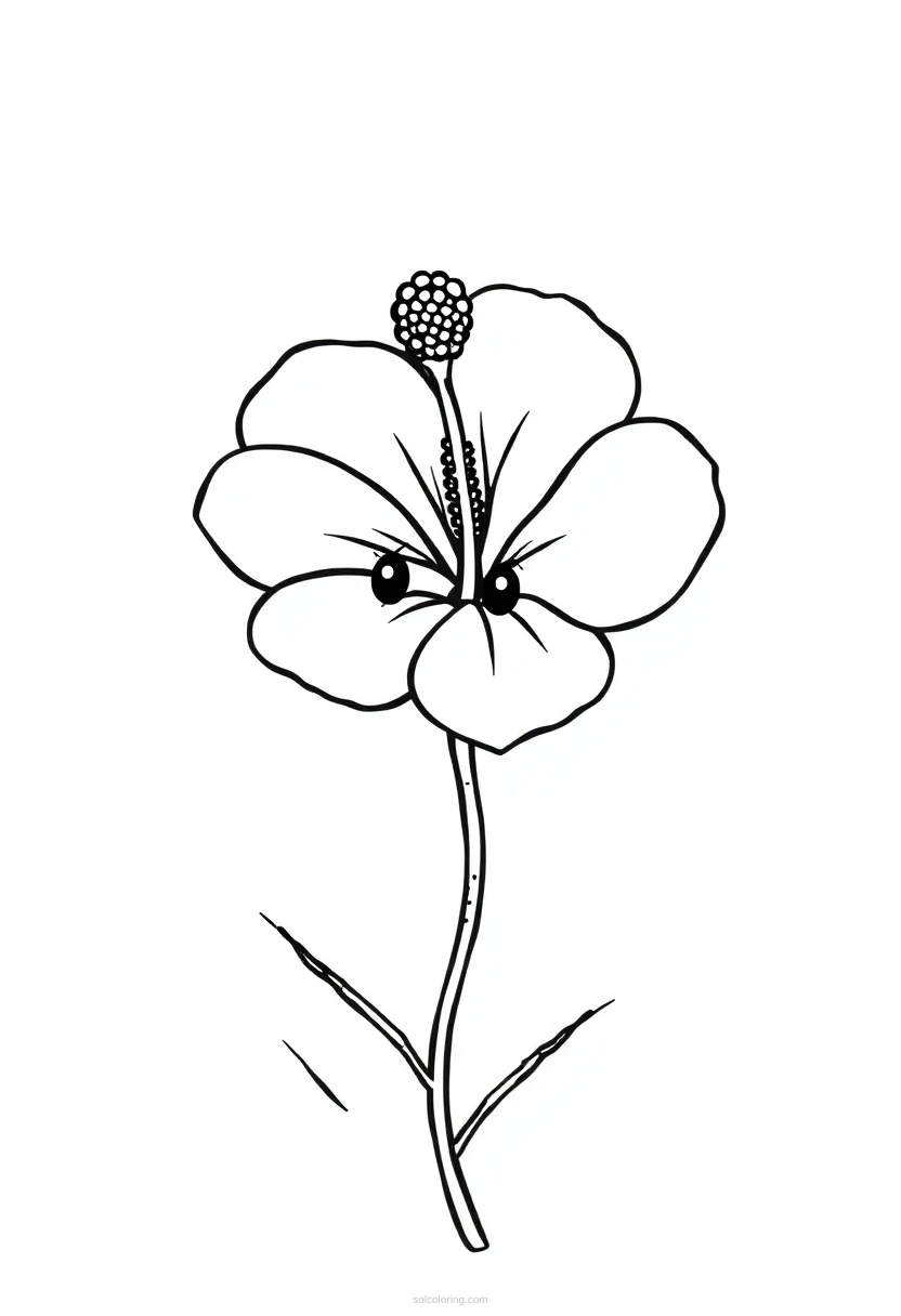 Hibiscus coloring page for kids