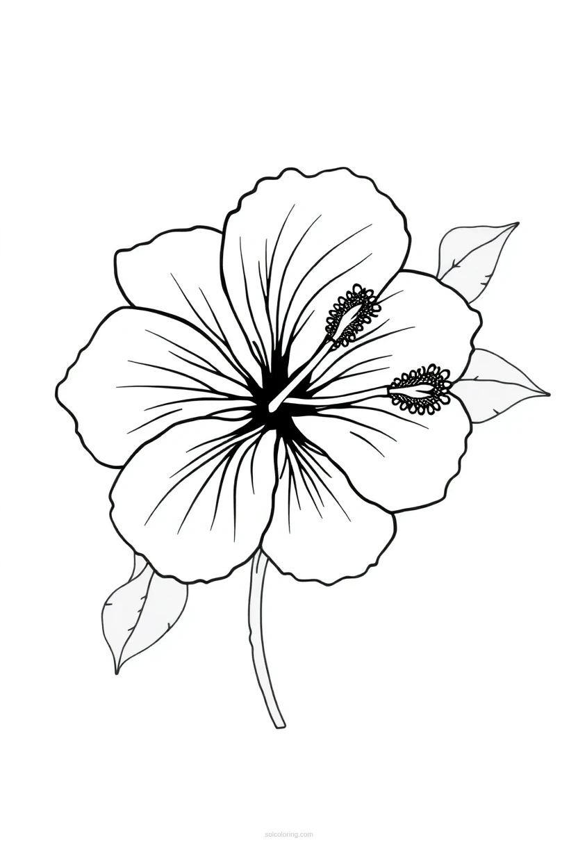 Hibiscus Cute Cartoon coloring page for kids