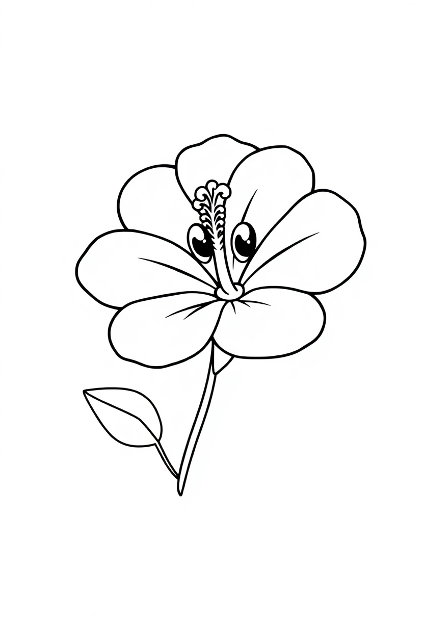 Hibiscus coloring page, free printable