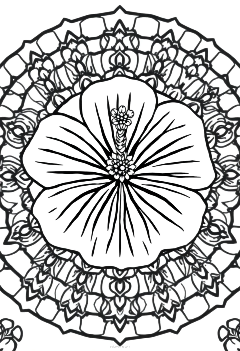 Hibiscus coloring page for kids