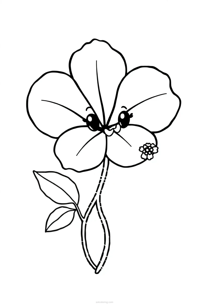 Hibiscus Simple coloring page for kids