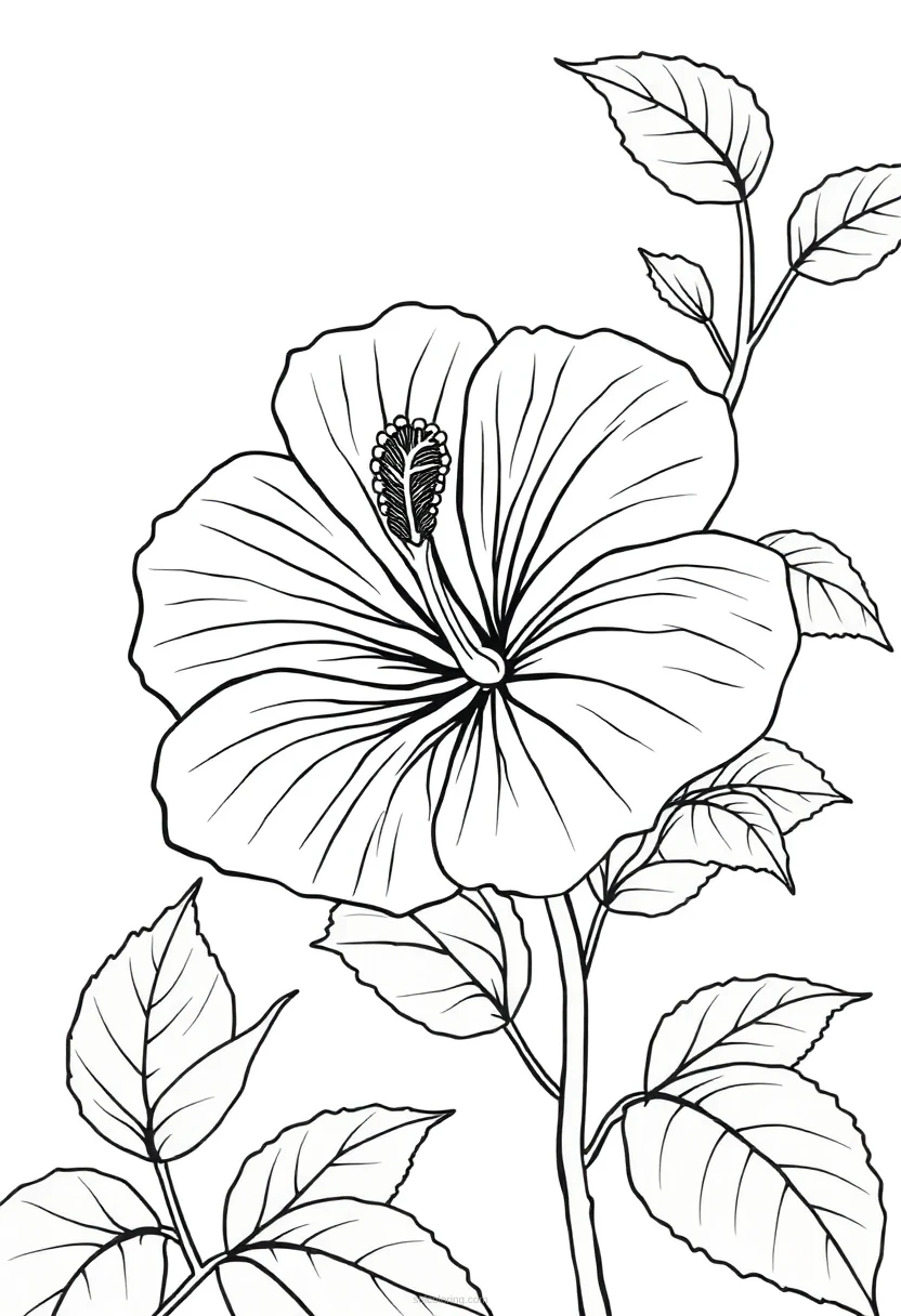 Hibiscus Simple coloring page for kids