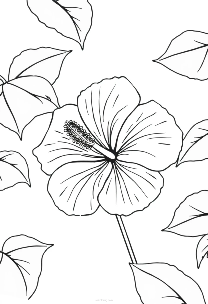 Hibiscus Simple coloring page for kids