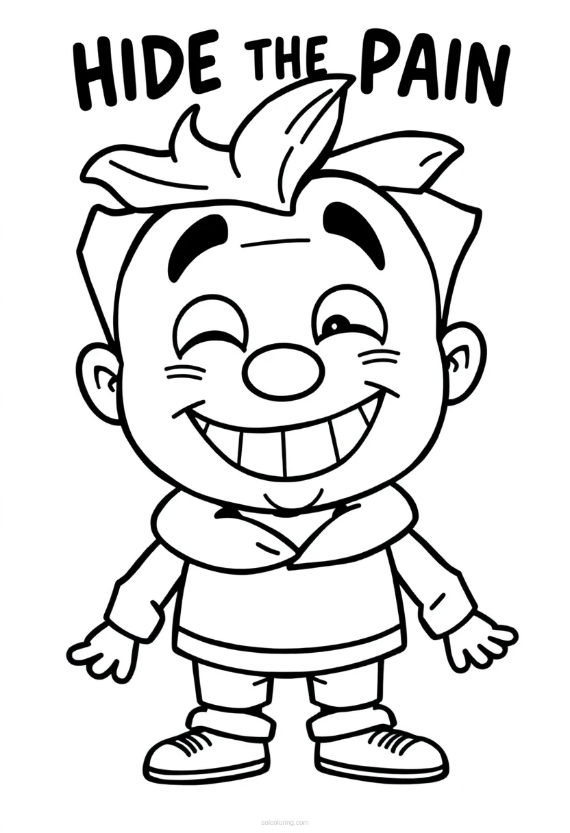 Hide the Pain Harold Smile coloring page for kids