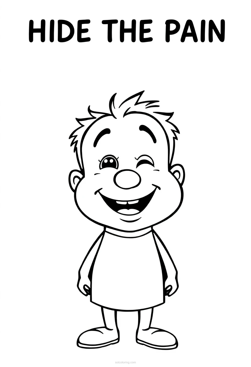 Hide the Pain Harold Smiling coloring page for kids