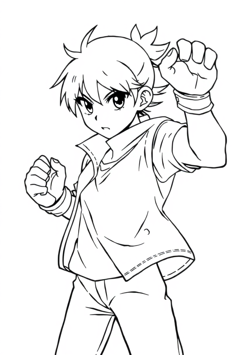 High School Fighter coloring page, free printable