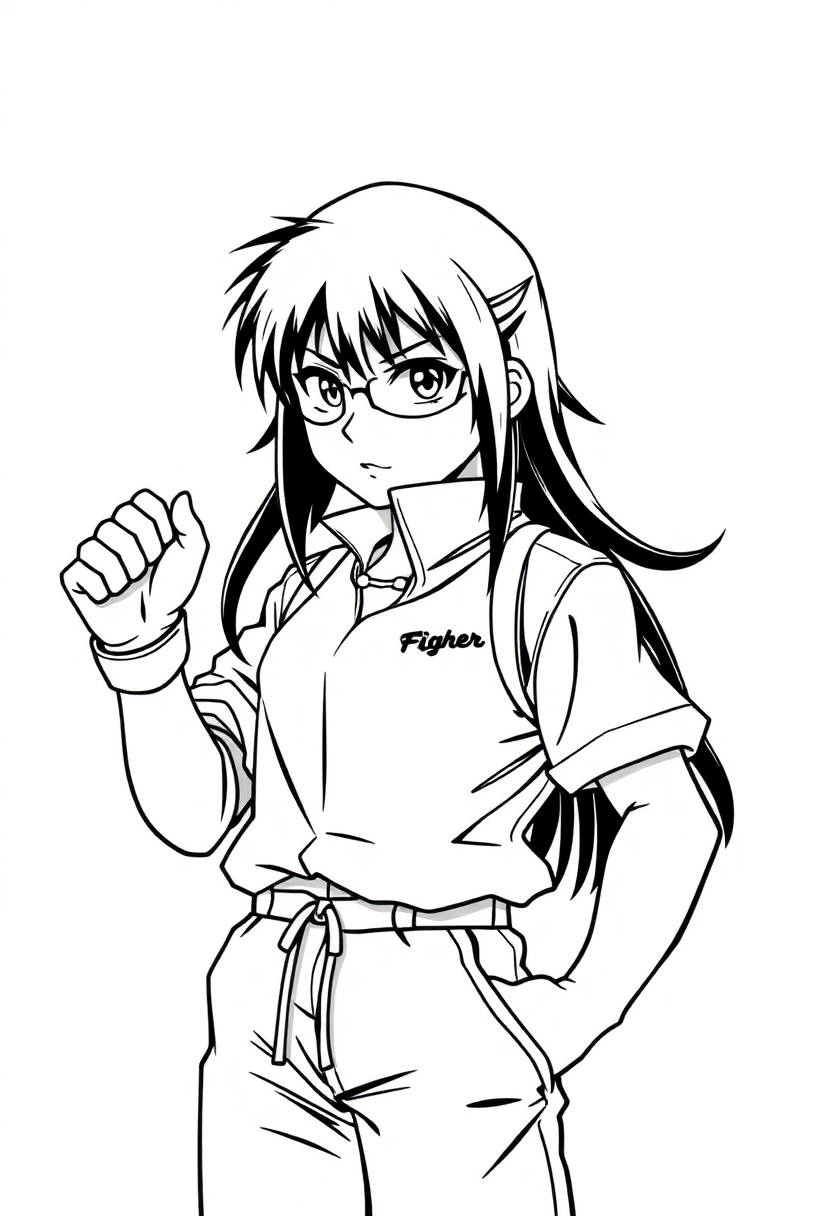 High School Fighter coloring page, free printable