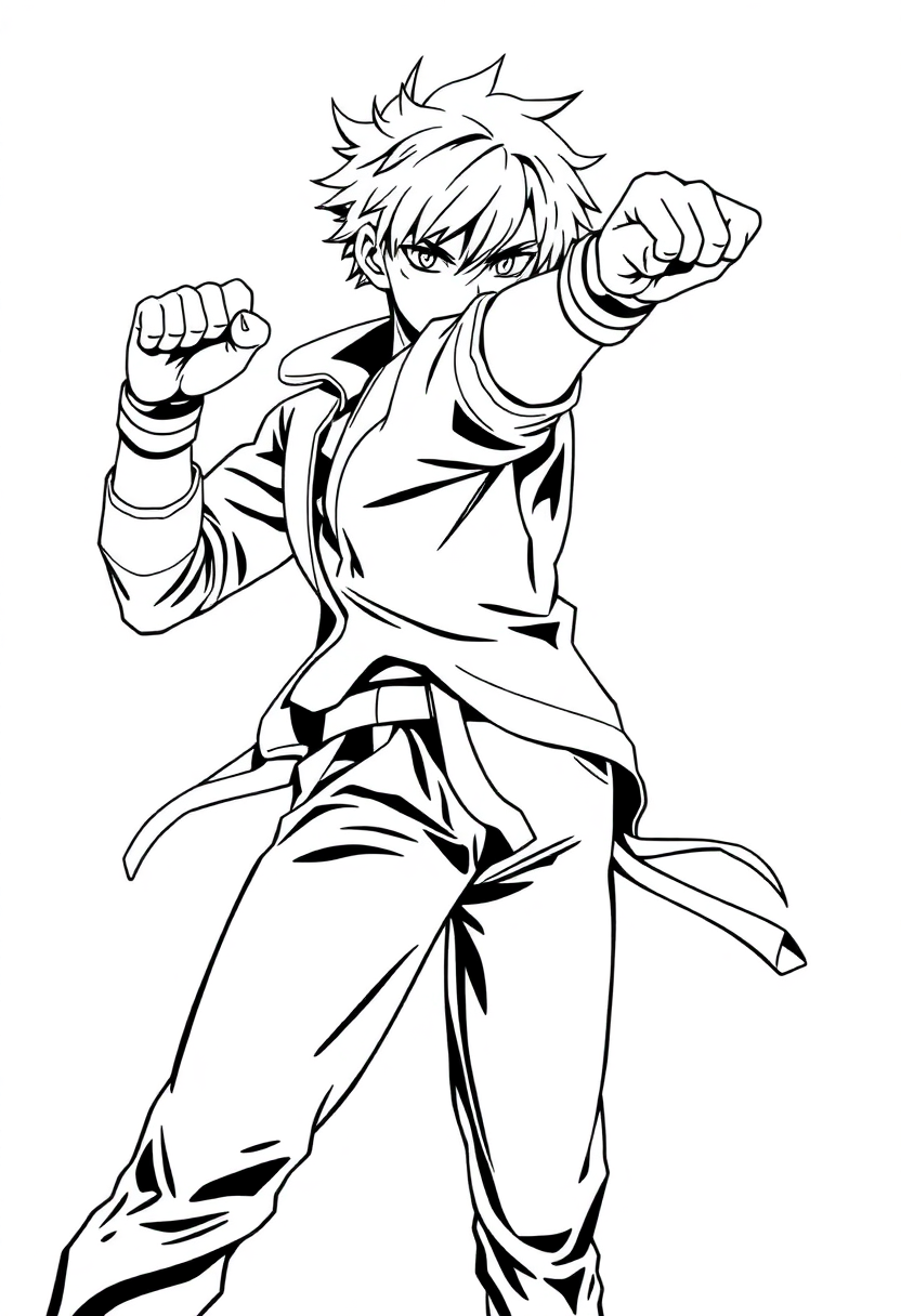 High School Fighter coloring page, free printable