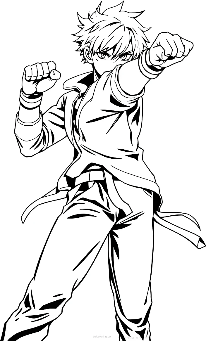 High School Fighter coloring page for kids
