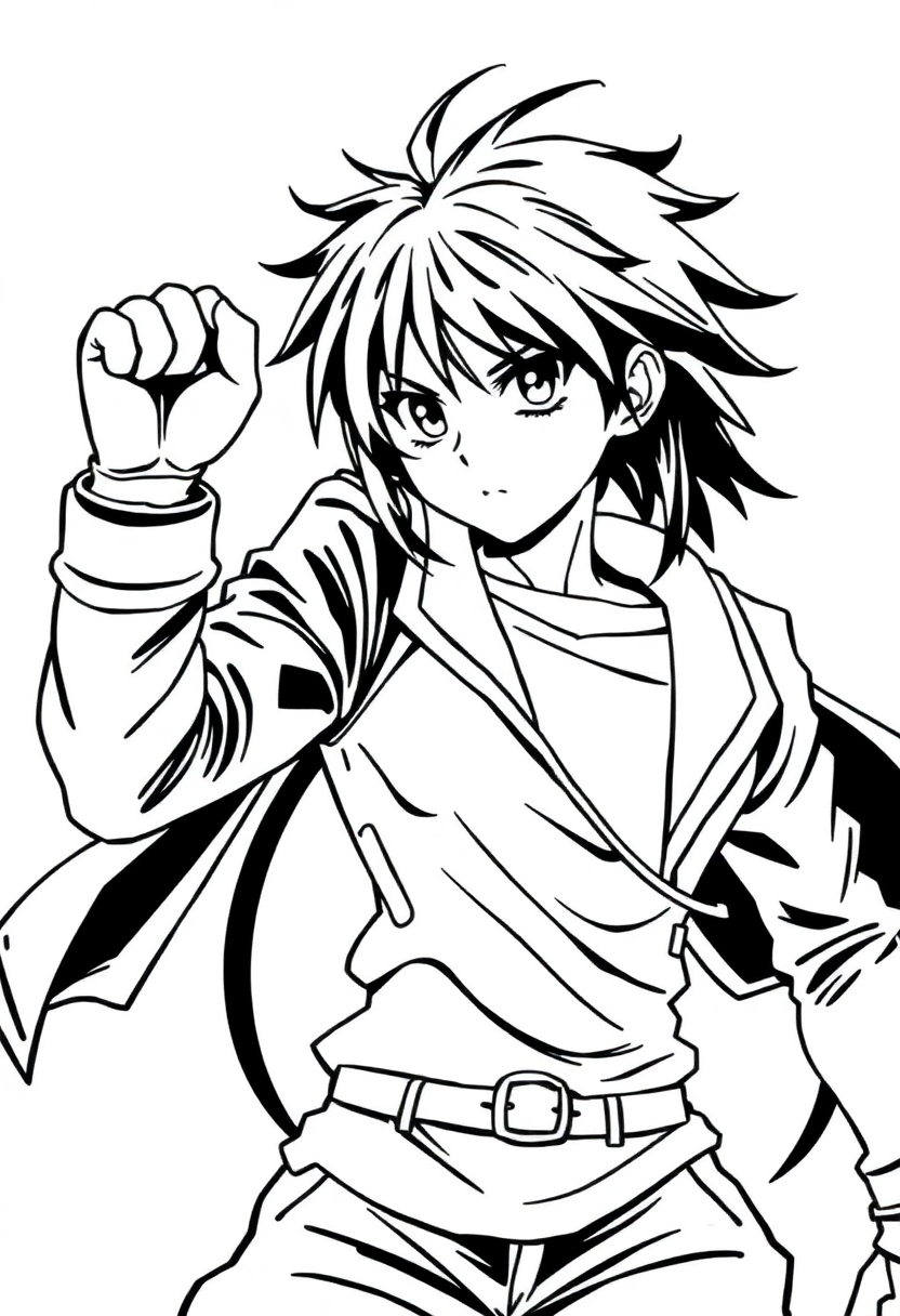 High School Fighter coloring page, free printable