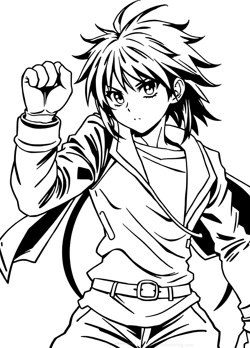 High School Fighter coloring page for kids