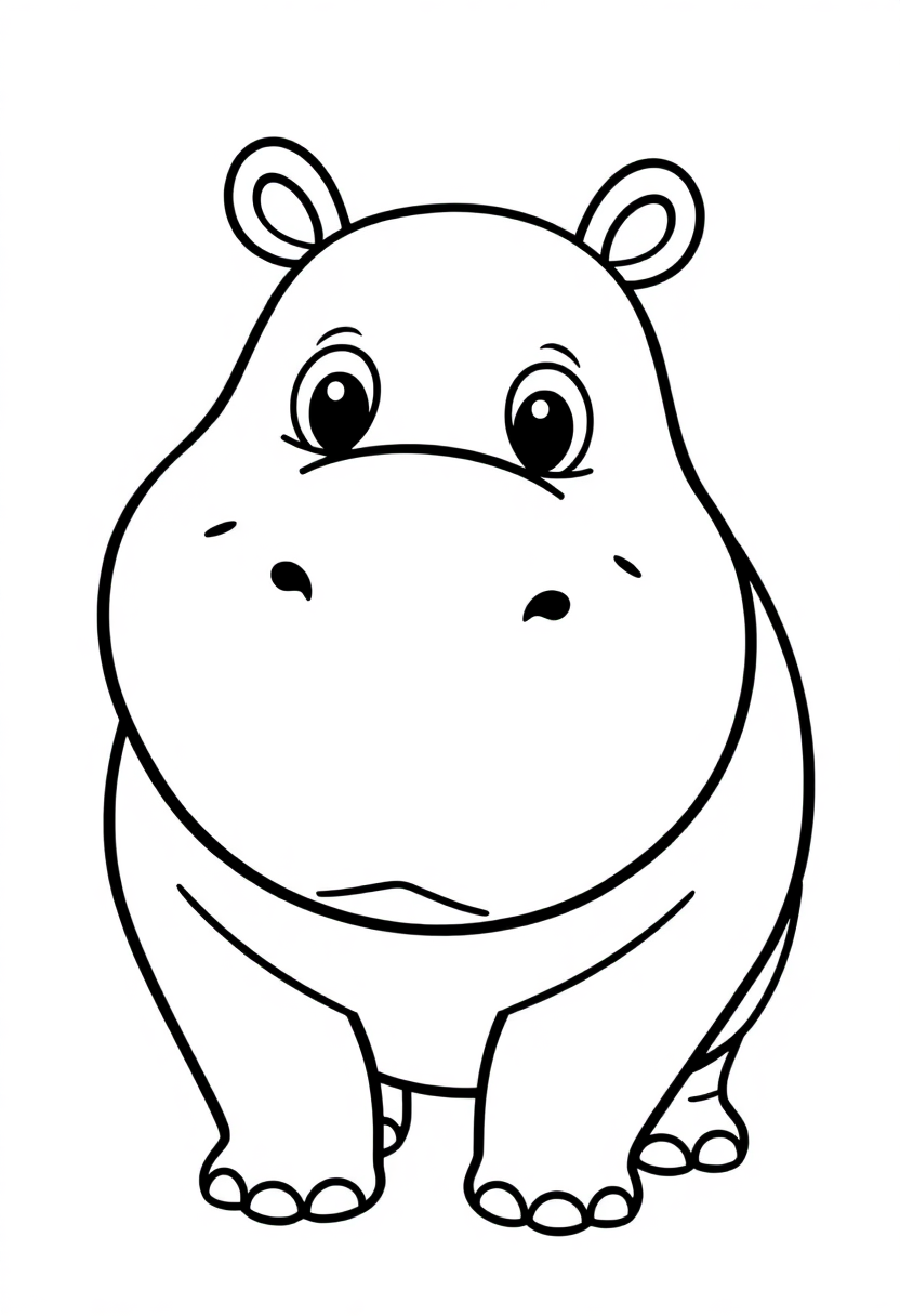 Hippopotamus coloring page, free printable