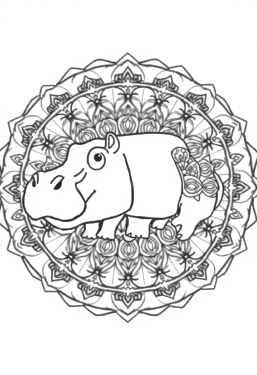 Hippopotamus coloring page, free printable