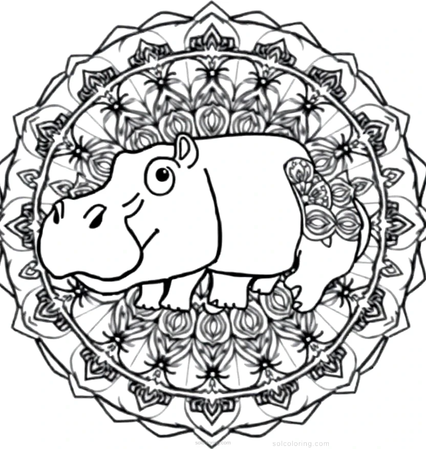 Hippopotamus coloring page for kids