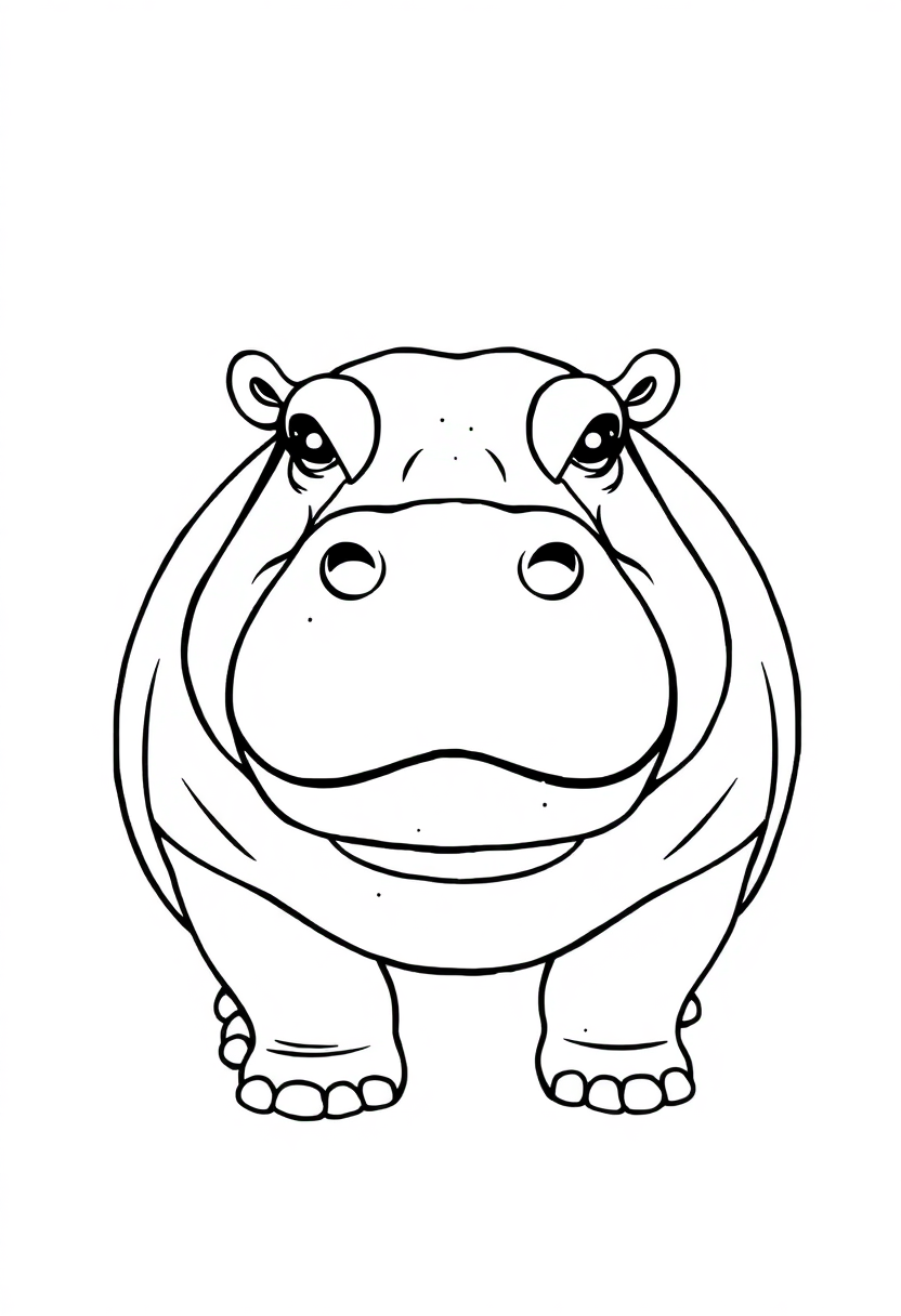 Hippopotamus coloring page, free printable