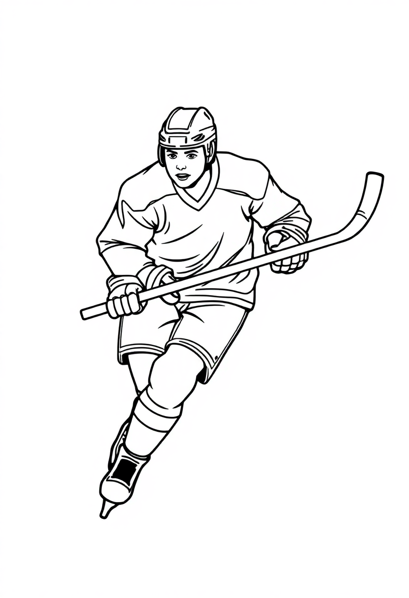 Hockey Player with Stick coloring page, free printable