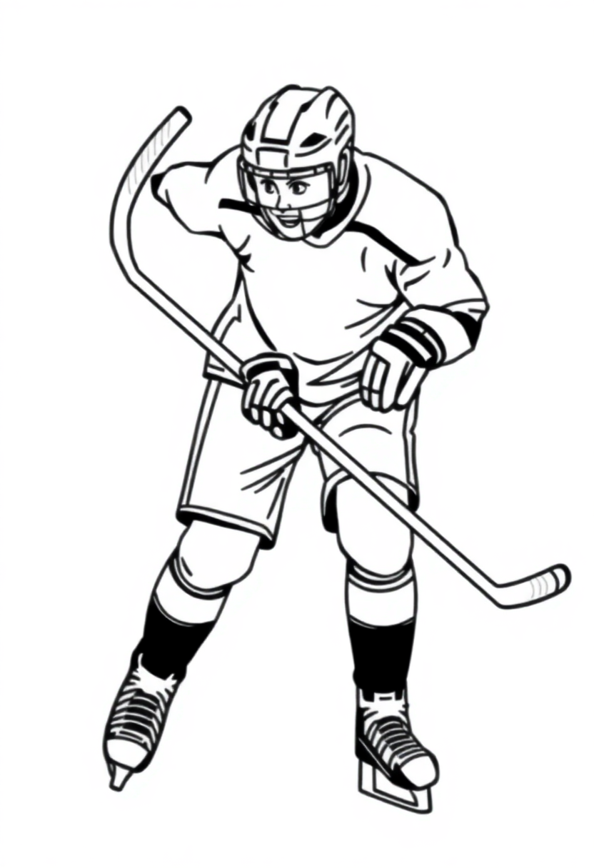 Hockey Player with Stick coloring page, free printable
