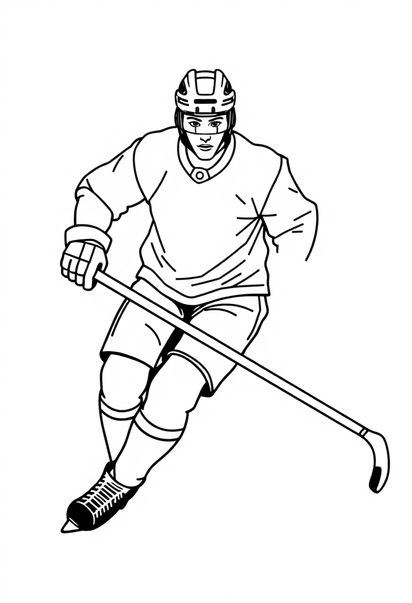 Hockey Player with Stick coloring page, free printable
