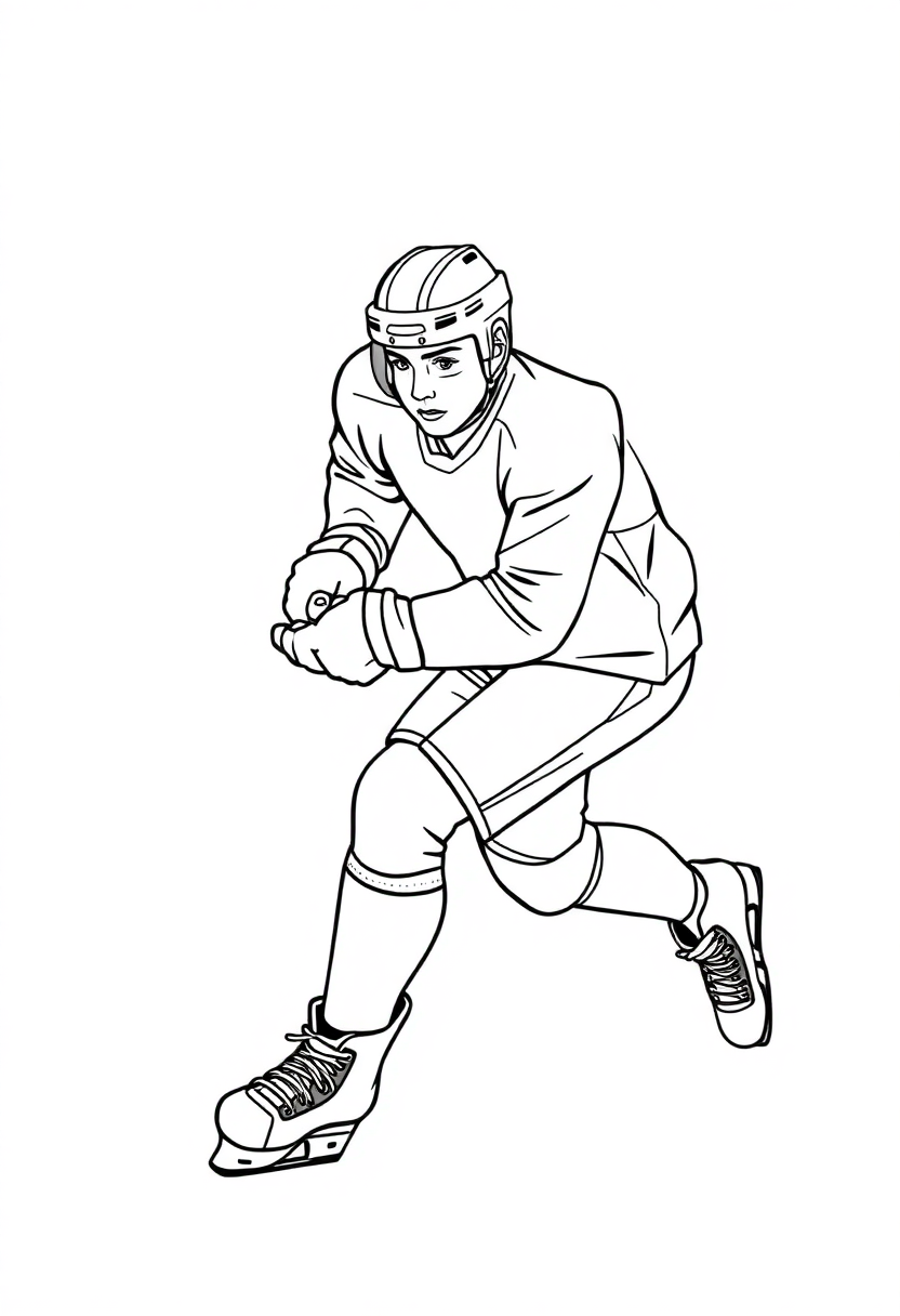 Hockey Player with Stick coloring page, free printable