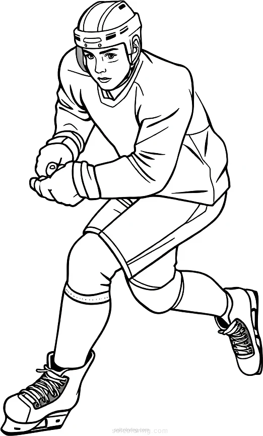 Hockey Player With Stick coloring pages
