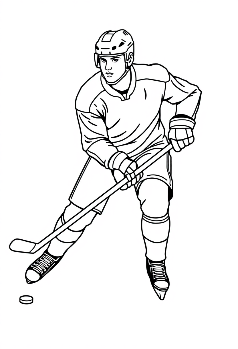 Hockey Player with Stick coloring page, free printable