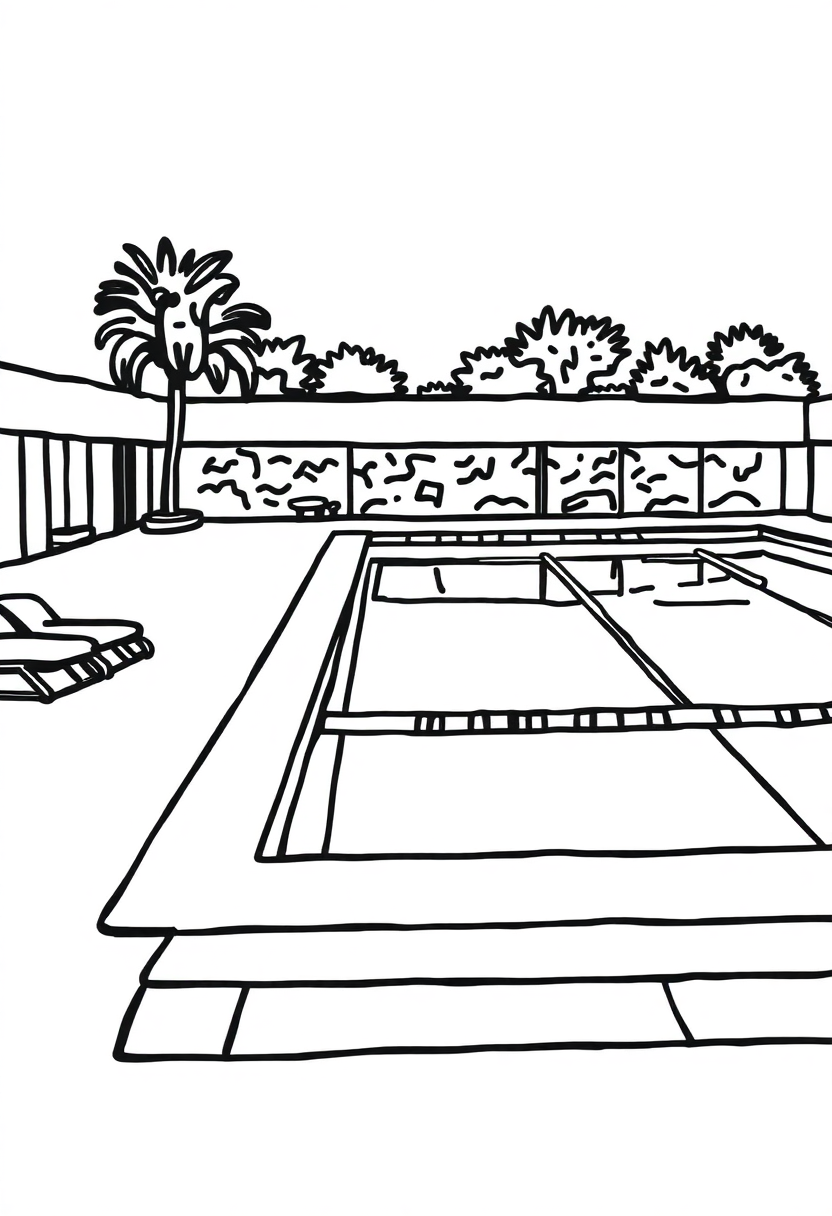 Hockney Swimming Pool coloring page, free printable