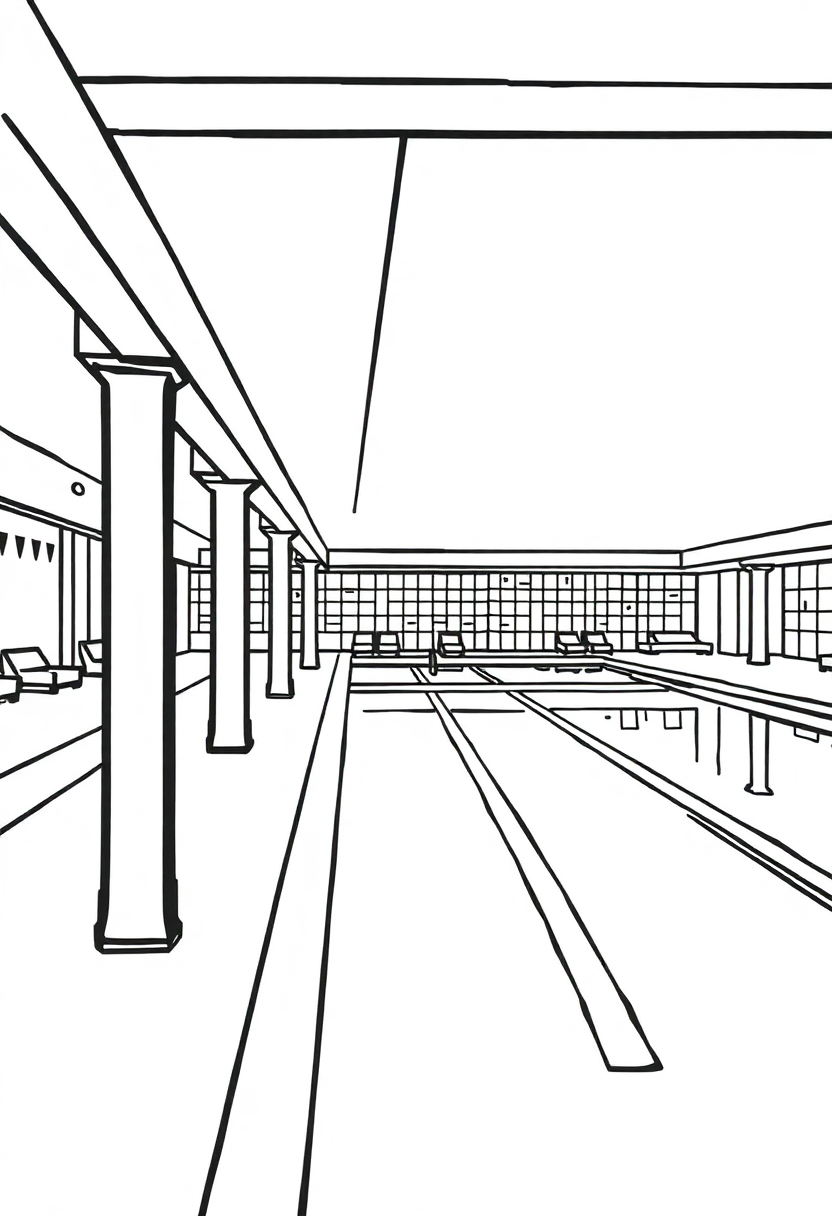 Hockney Swimming Pool coloring page, free printable
