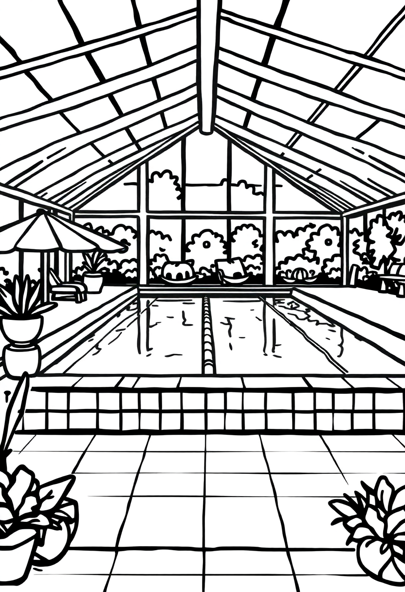 Hockney Swimming Pool coloring page, free printable