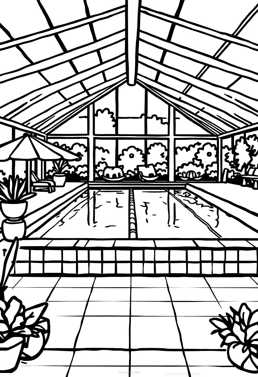 Hockney Swimming Pool coloring page for kids