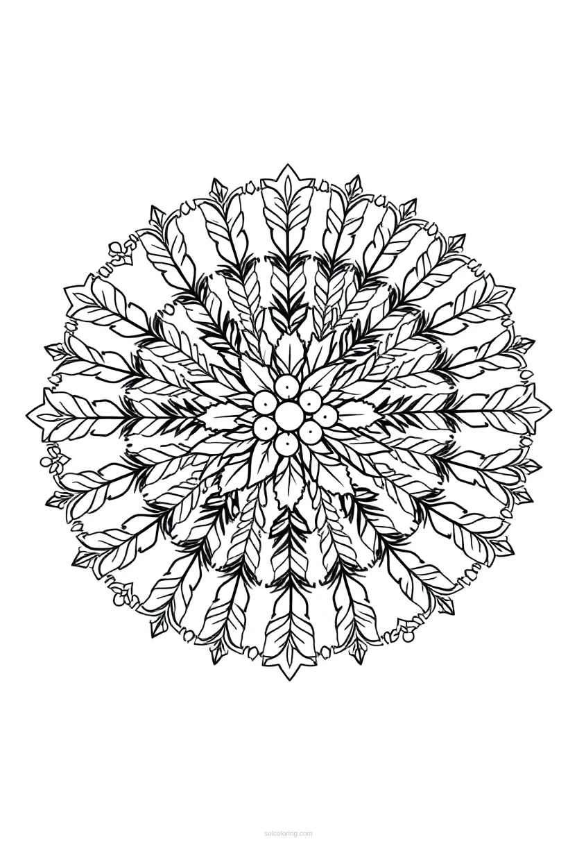 Holly Leaves and Berries coloring page for kids